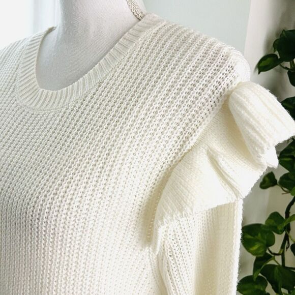 NWT Misia White Ruffle Sleeve Romantic Lightweight Sweater Cottagecore Sz Large - Picture 5 of 10